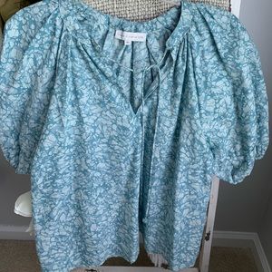 House of Harlow sz small nwot blue & white shirt puffy sleeve .